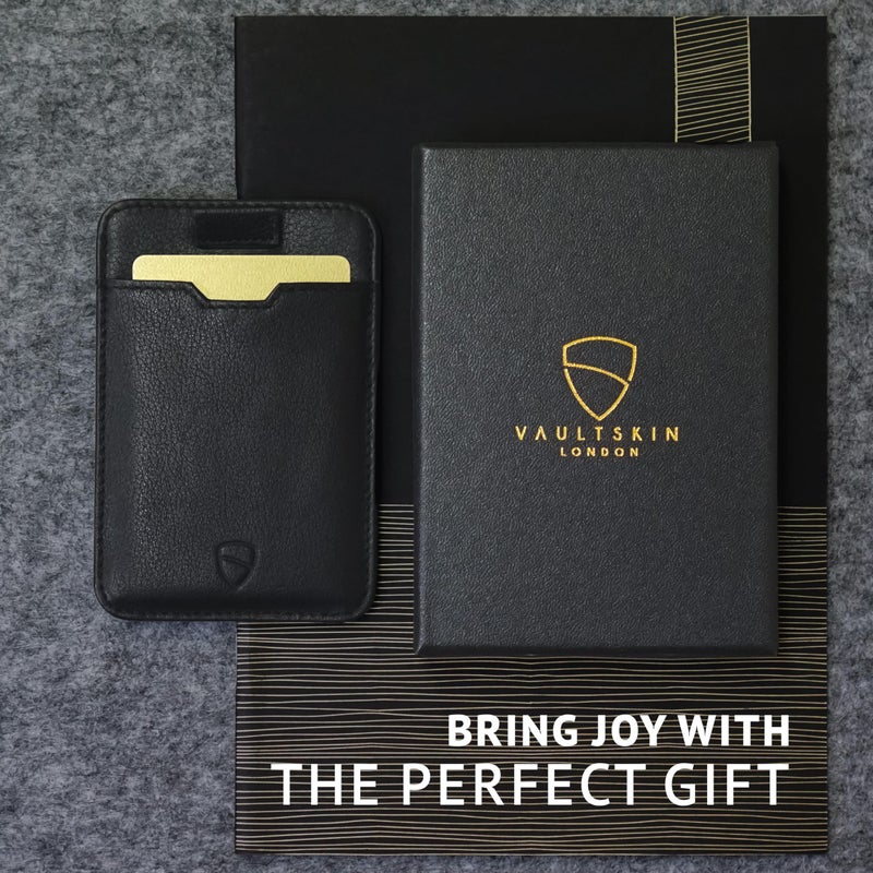 Vaultskin CHELSEA Mens RFID Blocking Slim Leather Card Wallet - Minimalist Front Pocket Cardholder in Black - Image 5